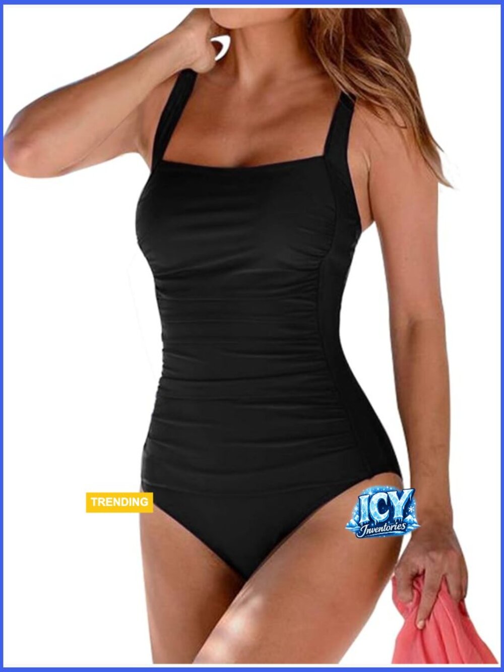 Vintage Padded Push Up One Piece Swimsuit Tummy Control Swimwear